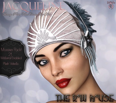 Second Life Marketplace - THE ROW HOUSE "Jacqueline" Plush Velvets Cloche Cap Hat