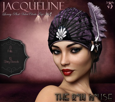 Second Life Marketplace - THE ROW HOUSE "Jacqueline" Plush Velvets Cloche Cap Hat