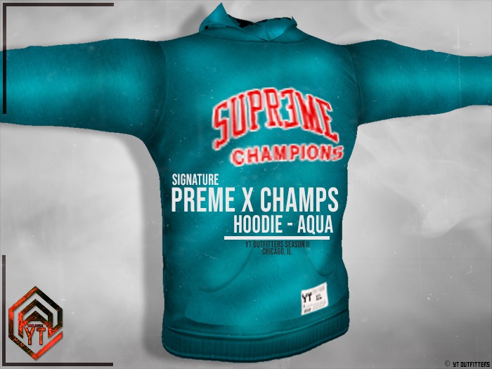 yT - Preme x Champs Hoodie - Aqua