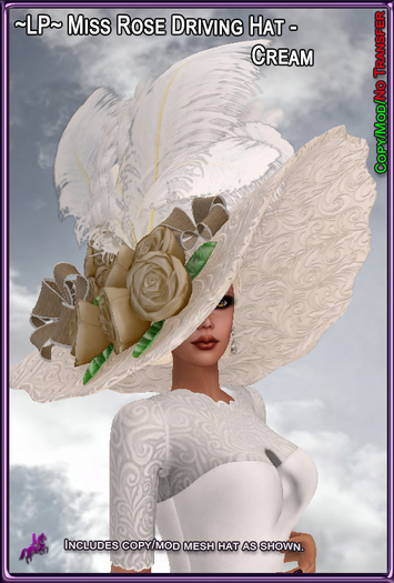 ~LP~ Miss Rose DrivingHat (BOXED) Cream