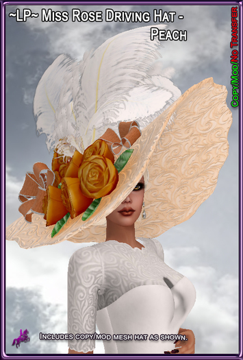 ~LP~ Miss Rose DrivingHat (BOXED) Peach