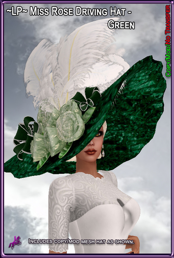 ~LP~ Miss Rose DrivingHat (BOXED) Green