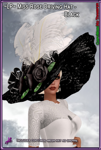 ~LP~ Miss Rose DrivingHat (BOXED) Black