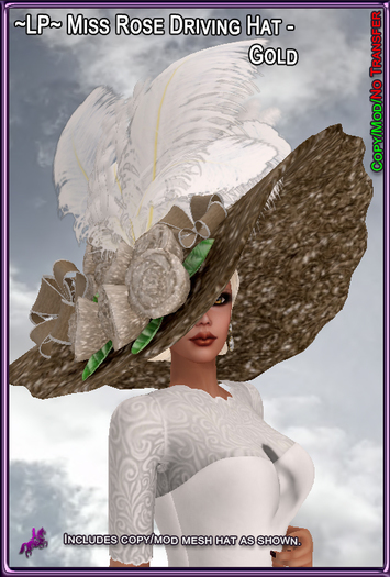 ~LP~ Miss Rose DrivingHat (BOXED) Gold