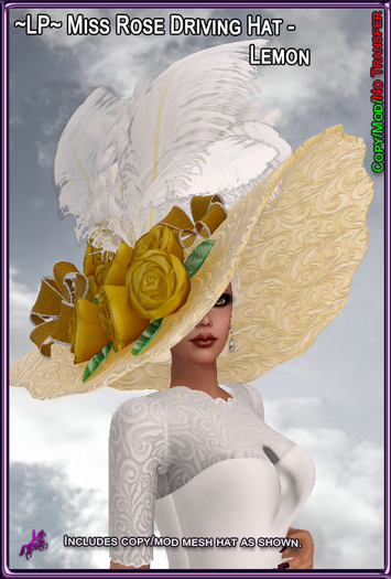 ~LP~ Miss Rose DrivingHat (BOXED) Lemon