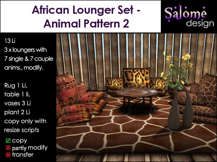 African Lounge Set - Animal Pattern 2