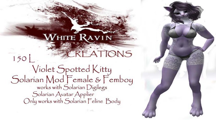 White Ravin Creations - Violet Spotted Kitty Solarian Mod {Bag}
