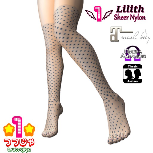 *1* PinDot Navy Dots Nylon Overknee