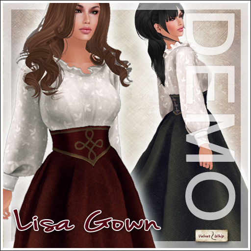 [V/W] DEMO Lisa Gown - Medieval Fantasy dress Fitmesh, Slink, TMP, Belleza...