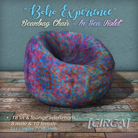 [CIRCA] Pkg - "Boho Experience" - Beanbag Chair - In Sea Violet