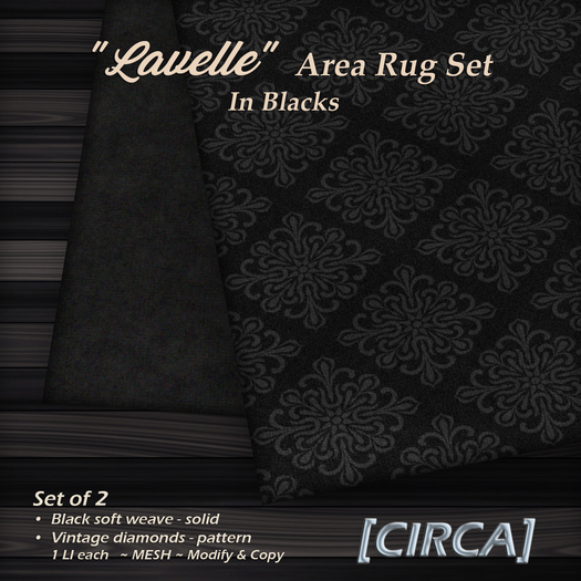 [CIRCA] - "Lavelle" - Area Rug Set - In Blacks
