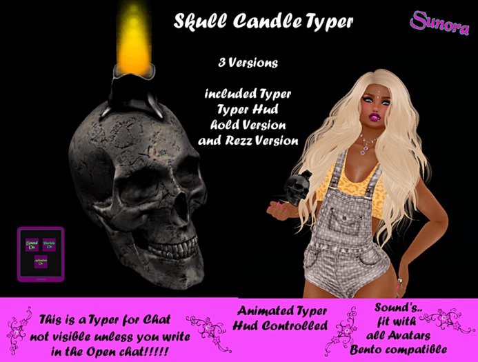 Sunora Skull Candle Typer