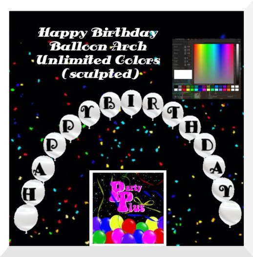 Happy Birthday Balloon Arch UNLIMITED COLORS ( sculpted )