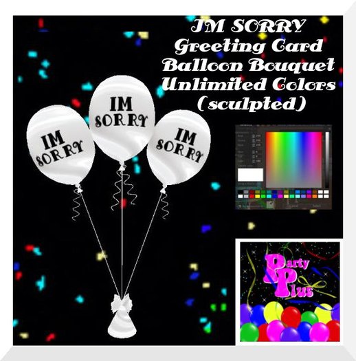 Second Life Marketplace - Balloons - IM SORRY Greeting Card Balloon ...
