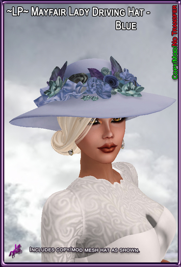 ~LP~Mayfair Lady Driving Hat (BOXED) Blue