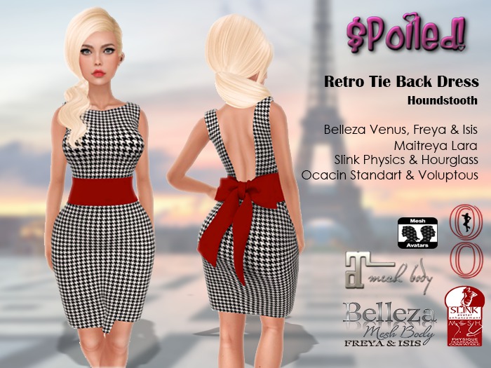 ::$poiled:: Retro Tie Back Dress - Houndstooth