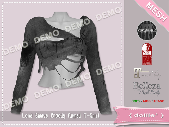 {dollle*} [DEMO] Long Sleeve Bloody Ripped T-Shirt
