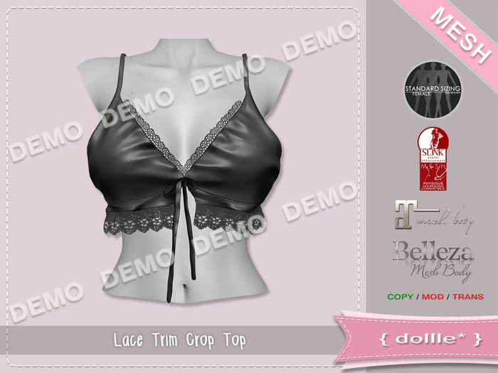 {dollle*} [DEMO] 125 Lace Trim Crop Top