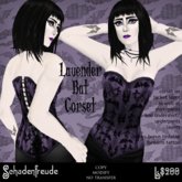Schadenfreude Lavender Bat Corset (boxed)