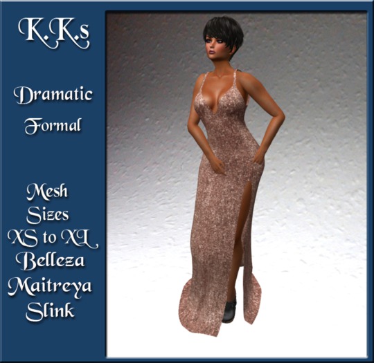 KK's Mesh Dramatic Gown - Coral
