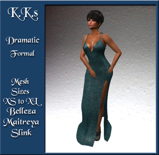 KK's Mesh Dramatic Gown - Aqua