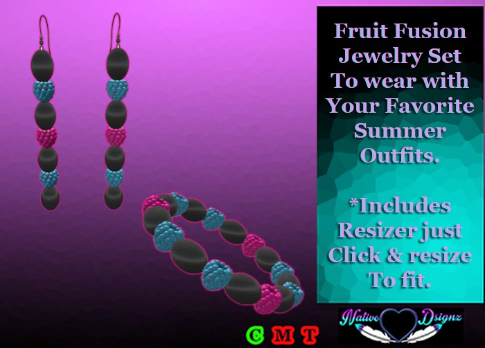 ~NHD~ Fruit Fusion *Blue Raspberry* Jewelry Set