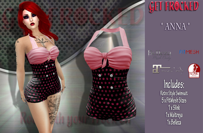 {GF} ANNA Retro Swimsuit - PINK