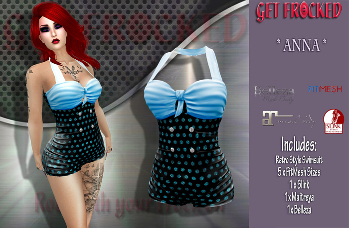 {GF} ANNA Retro Swimsuit - BLUE