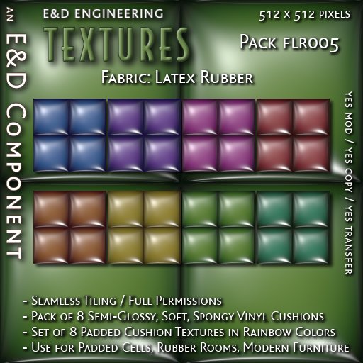 [FLR005] 8 Semi-Glossy Latex Textures Soft Vinyl Textures Colored Latex Textures by E&D ENGINEERING