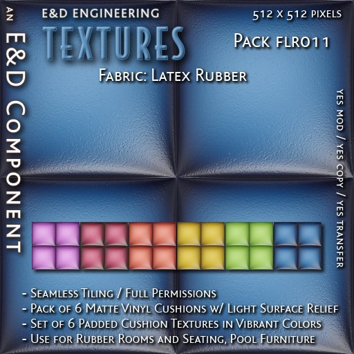 [FLR011] 6 Matte Vinyl Textures Colored Latex Textures Padded Cell Textures Furniture Cushion Texture by E&D ENGINEERING