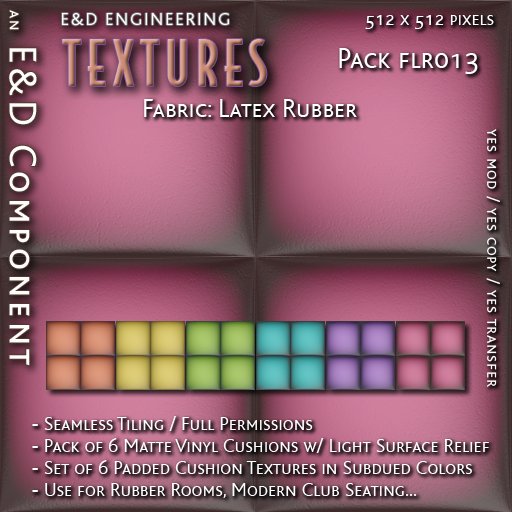 [FLR013] 6 Matte Vinyl Textures Colored Latex Textures Padded Cell Textures Furniture Cushion Texture by E&D ENGINEERING