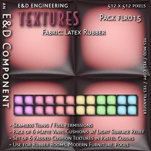 [FLR015] 6 Matte Vinyl Textures Colored Latex Textures Padded Cell Textures Furniture Cushion Texture by E&D ENGINEERING