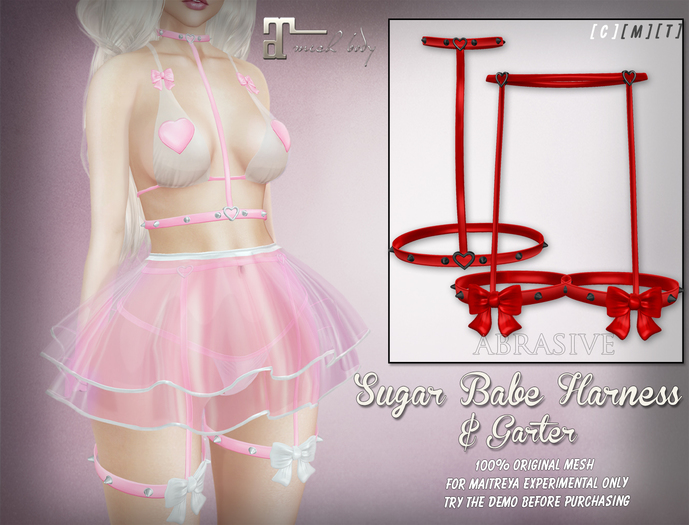 [ abrasive ] Sugar Babe Harness & Garter - Red