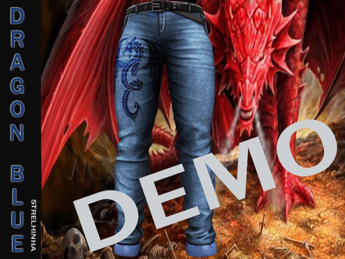 UNPACK PANTS jeans dragon blue DEMO