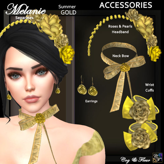 C&F Melanie SEPARATES - Pearls & Roses Accessories - Gold