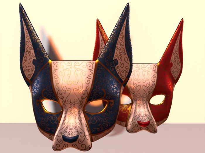 Montauk Cat Masks Blue/Red