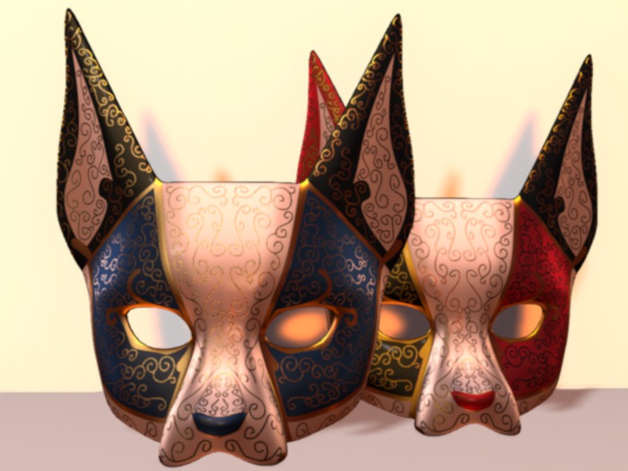 Montauk Cat Masks black/Blue/Red