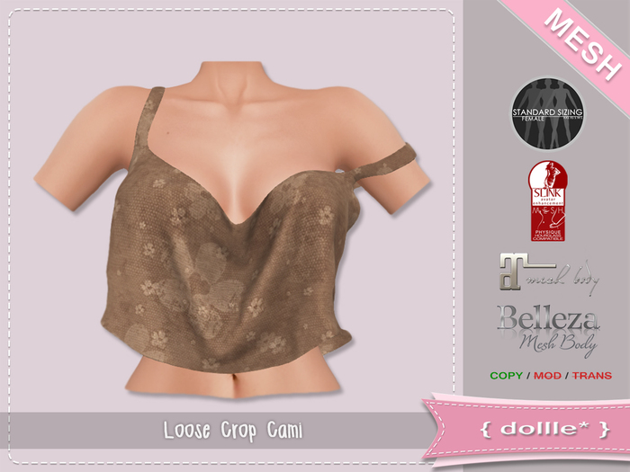{dollle*} Loose Crop Cami - Brown