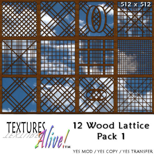12 Wood Lattice Textures Pk1