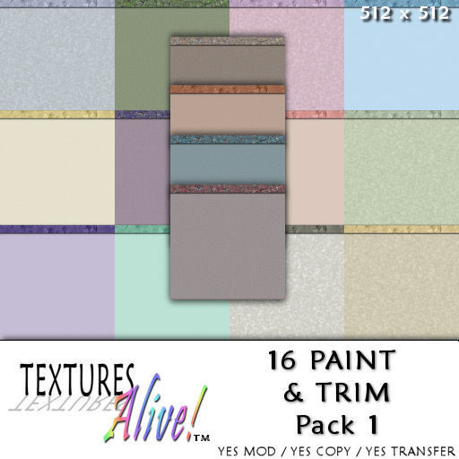 16 Wall - Paint & Trim Textures Pk1