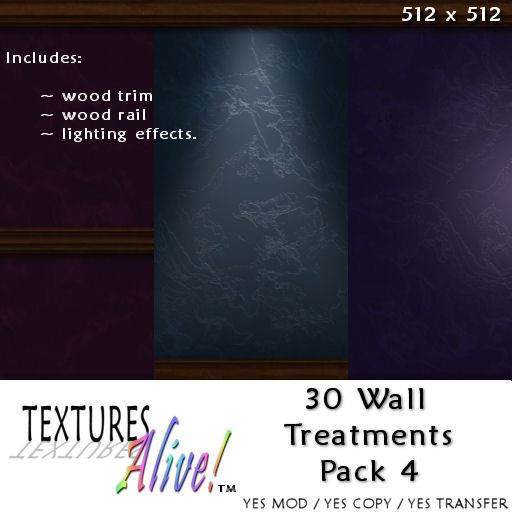 Second Life Marketplace - 30 Wall - Paint & Trim Textures Pk4