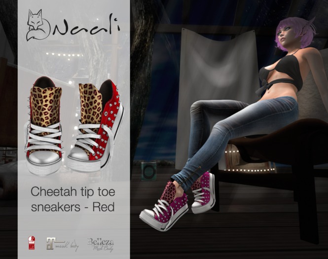 Naali ~ Cheetah tip toe sneakers - Red
