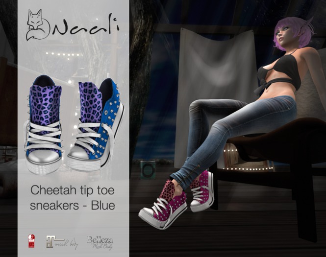 Naali ~ Cheetah tip toe sneakers - Blue