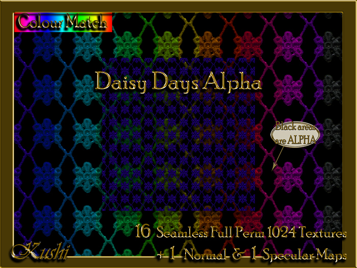 !Kushi! DaisyDaysALPHA Textures -WEAR TO UNPACK