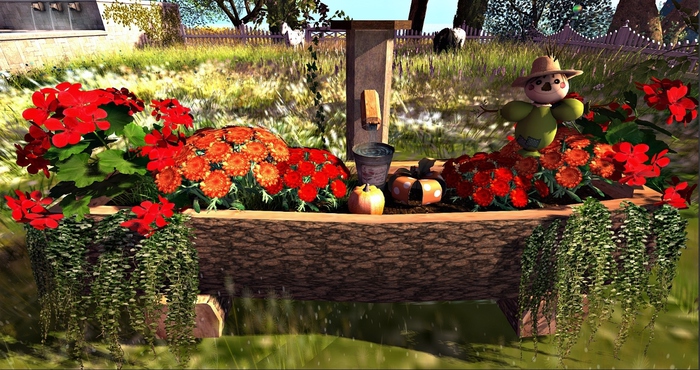 CJ Autumn Water Trough Planter Chrysanthm. c+m