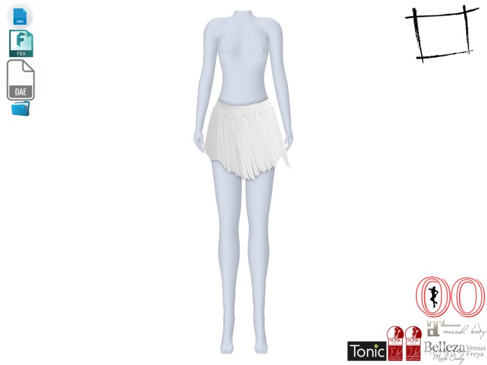 Dae Obj FBX Torn Bottom Wind Blowed Mini Wrinkled Skirt Maitreya, Slink, Belleza, Tonic