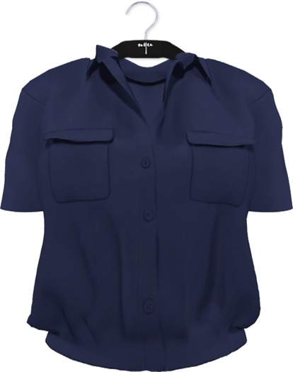 NYU - Twin Pocket Linen Top, Blue