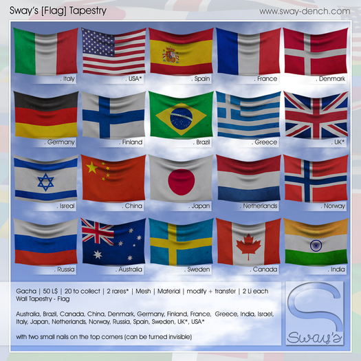 Sway's [Flag] Tapestry . USA - RARE