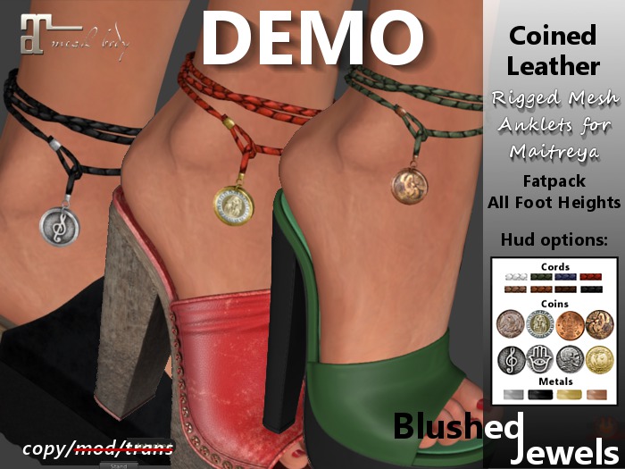 Blushed - Coined Leather Anklets - DEMO