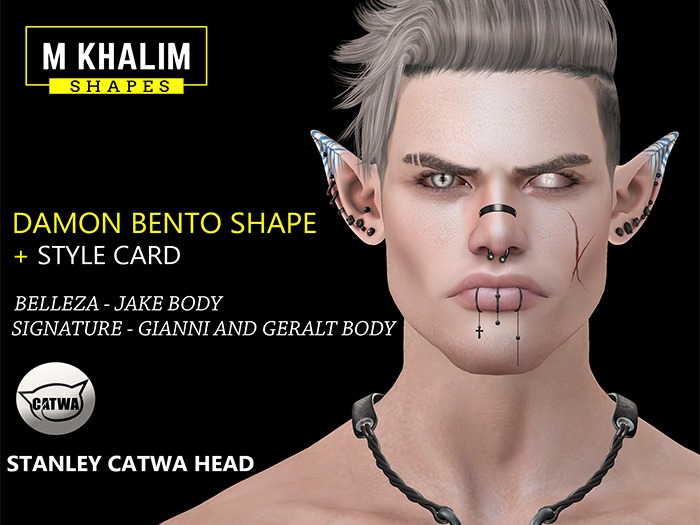 Second Life Marketplace - Damon Bento Shape for Catwa Stanley Head